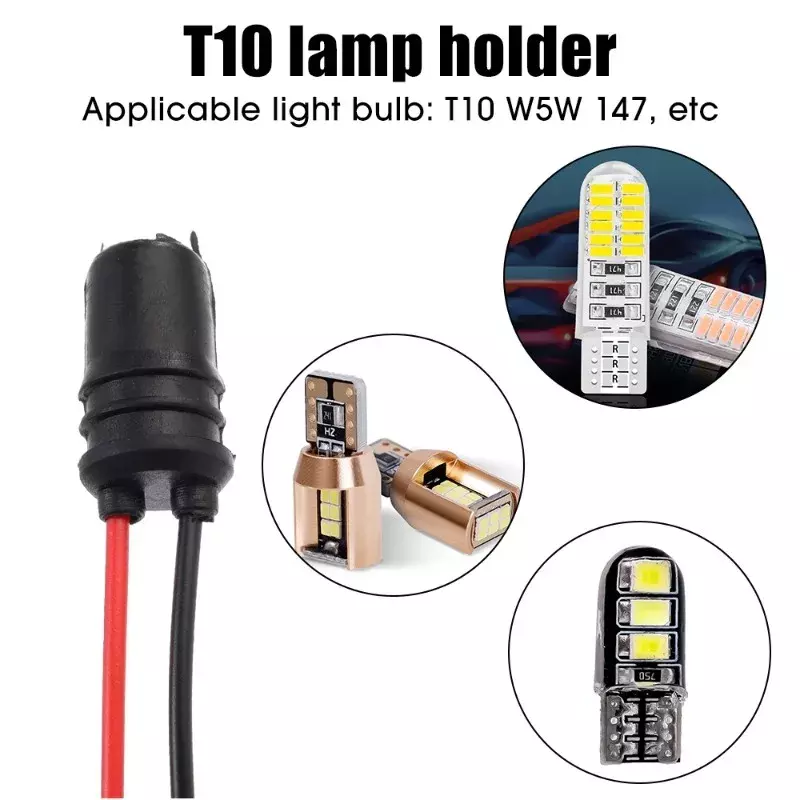 T10 W5W Car Wedge Light Bulb Socket Connector Holder Extension LED Lamp Bulb Base Holder Socket Wedge Base Light Bulb Plug10pcs