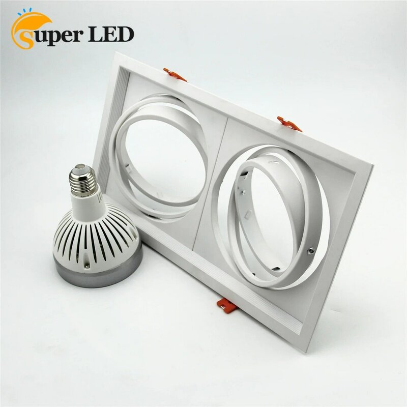 LED 오목한 천장 스포트라이트 프레임, 360 ° 조절식 GU10 LED 안구 케이싱, 사각형 알루미늄 다리미, 2 헤드