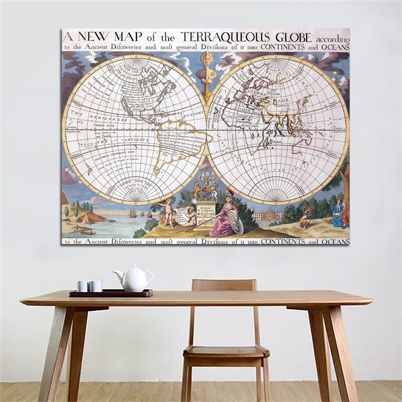 59*42 см карта мира Нетканая Картина на холсте искусство принты для гостиной домашний декор школьные принадлежности