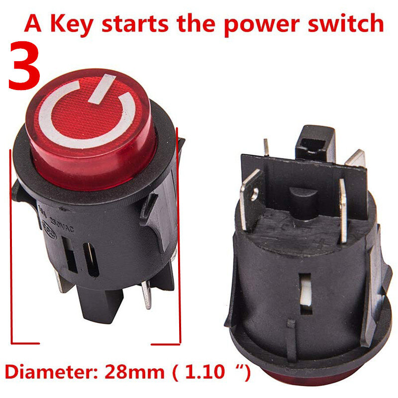 Interrupteur de démarrage à un bouton pour voiture électrique, 3 broches, pour bébé, batterie