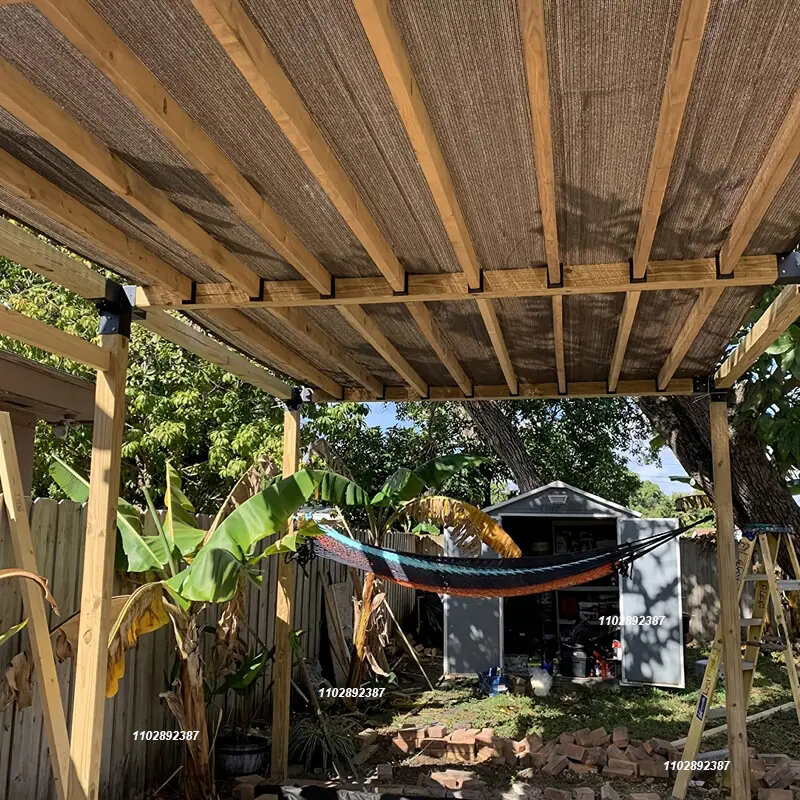 12 pin jaring naungan matahari HDPE kopi, rumah taman perlindungan UV 85-90% jaring naungan matahari balkon naungan mobil