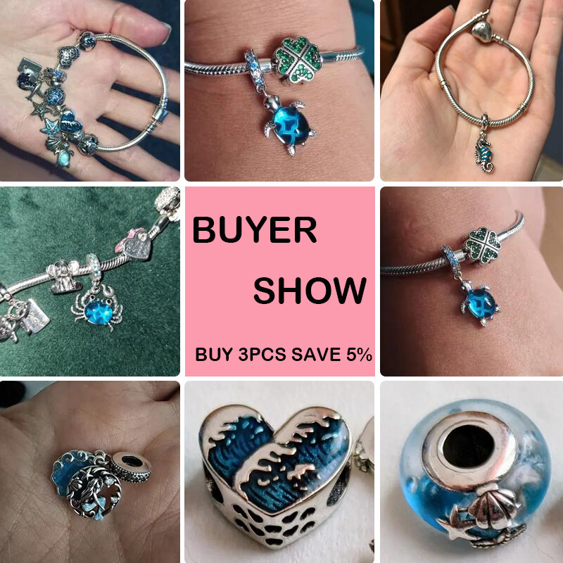 2024 baru laris 925 perak murni Seri laut Turtle Crab Charm Beads Fit asli Pandora Gelang DIY membuat perhiasan