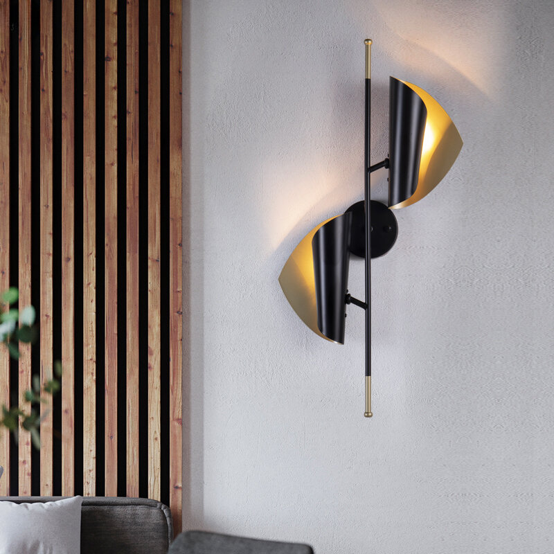 Lámpara de pared decorativa de lujo, candelabro Led de Metal negro y dorado para sala de estar, estudio, dormitorio, pasillo de Hotel, postmoderno, Industrial Nórdico