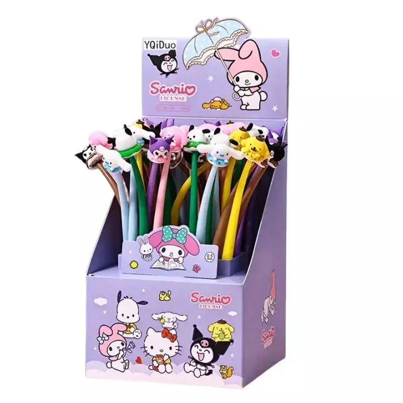 Sanrio 24/48 buah pena Gel Hello Kitty kreatif dekompresi alat tulis halus 0.5mm hitam lucu pena hadiah Nilai Tinggi