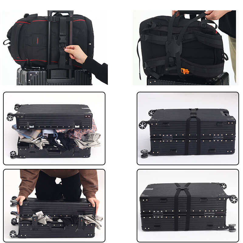 Cinturón de encuadernación de equipaje telescópico elástico, bolsa de viaje ajustable, cinturones fijos, cordón elástico, cinturón de embalaje cruzado, cinturones de encuadernación, 1Pc
