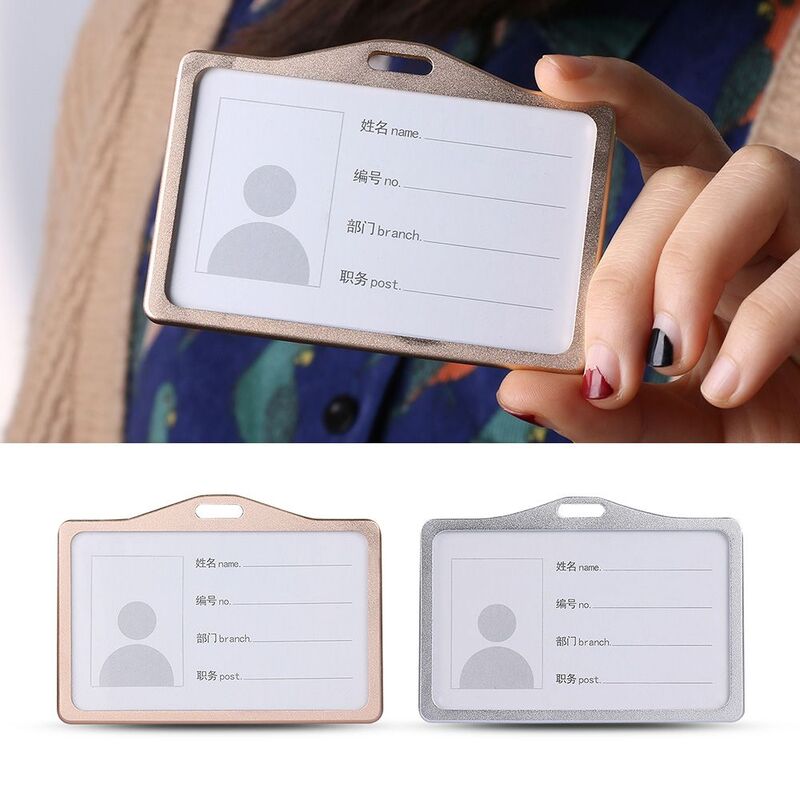 New Tag Vertical Metal Name Card ID Business Case Work Card Holders Aluminum Alloy