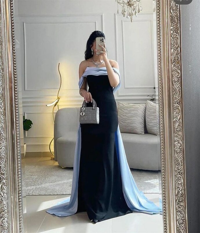 Prom Dress Evening Saudi Arabia Jersey Ruffle Party Sheath Off-the-shoulder Bespoke Occasion Gown Long Dresses