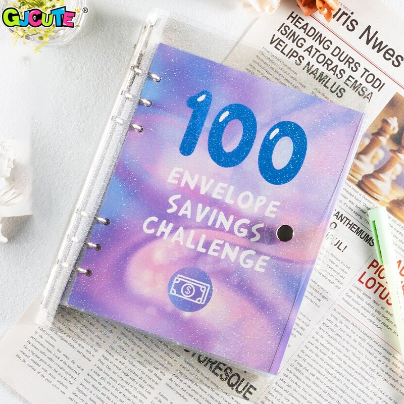 1 buah 100 hari penghematan amplop tantangan menghemat uang Binder tantangan uang Notebook uang bujet Binder Organizer menghemat uang permainan