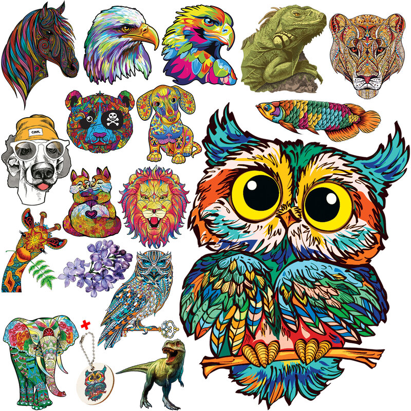 Wooden Puzzles Animals Mysterious Lion Owl Jigsaw Fabulous DIY Gift Interactive Wood Toy For Adults Kids Educational Board Games