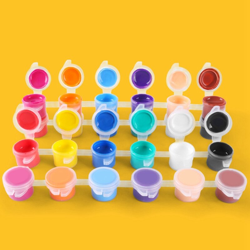 Juego de tiras de pintura acrílica para niños, pinceles de plástico y acrílico, 12 colores, 1 Juego