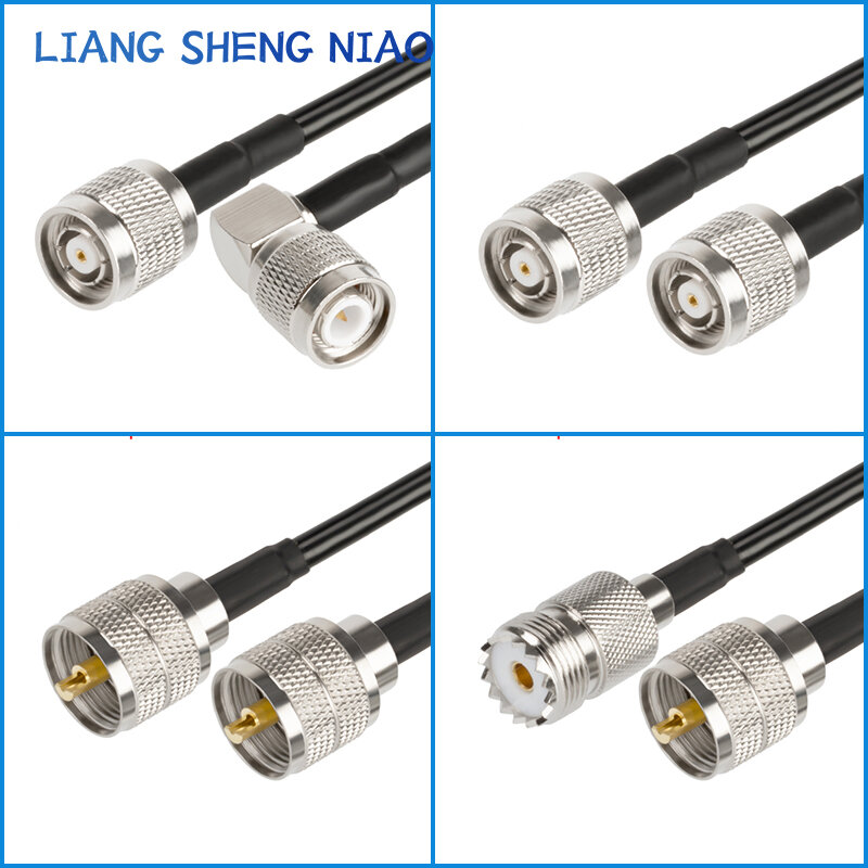 RG58 kabel koaksial TNC Pria Wanita UHF konektor kabel Coax Pigtail TNC ke SL16 UHF jalur kabel pria 0.2M-30M