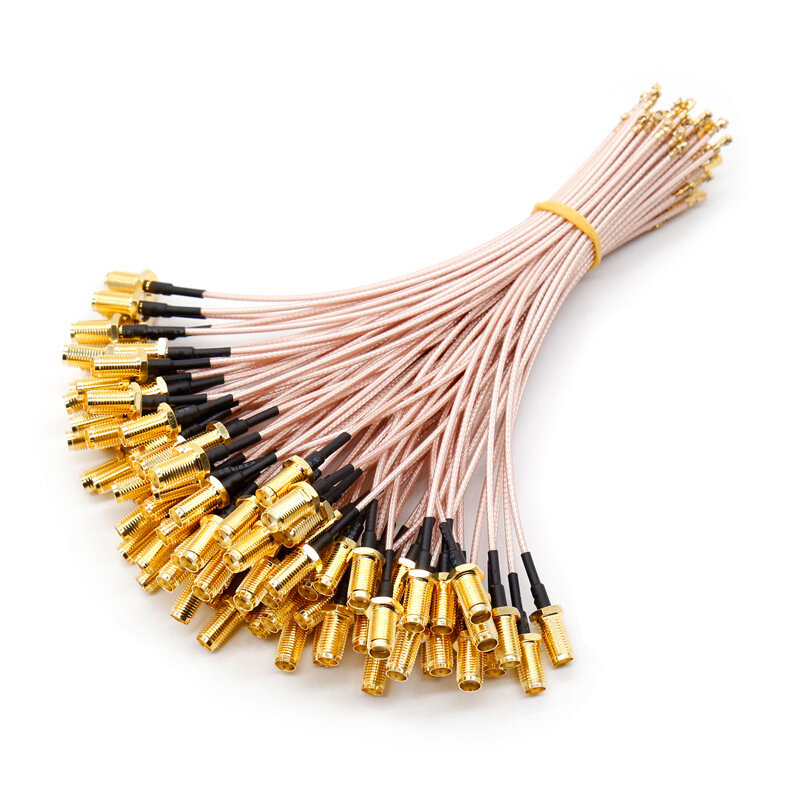 Konektor wanita Sma 10/15/20cm (sekrup eksternal dan lubang Internal) + kabel berlapis perak + kabel berpelindung koaksial i-pex