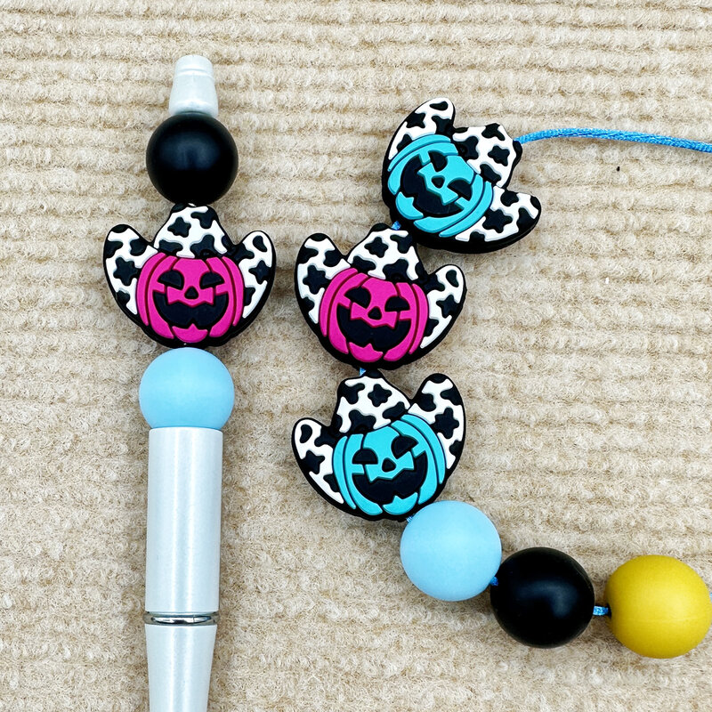 10PC Baby Silicone Beads Pumpkin Monster Bead Teethe Baby Toys DIY String Pen Beads Nipple Chain Jewelry Accessories Kawai Gifts