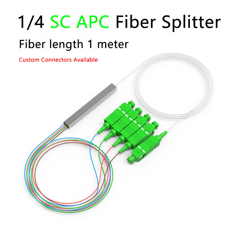 Divisor de fibra óptica, Mini tubo de acero sin bloqueo FTTH SM monomodo PLC, conector rápido óptico APC, 1x2, 1x4, 1x8, 1x16