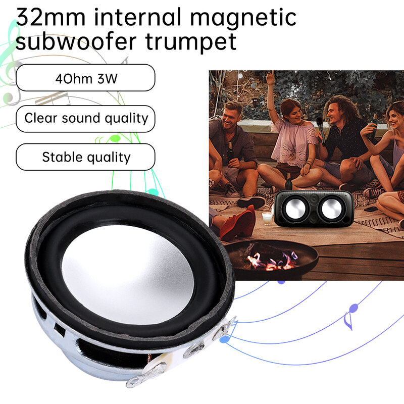 Speaker magnetik dalam 32mm, 4ⅱ 3W frekuensi penuh Subwoofer klakson Audio Mini Speaker untuk Walkie talkie Speaker Bluetooth