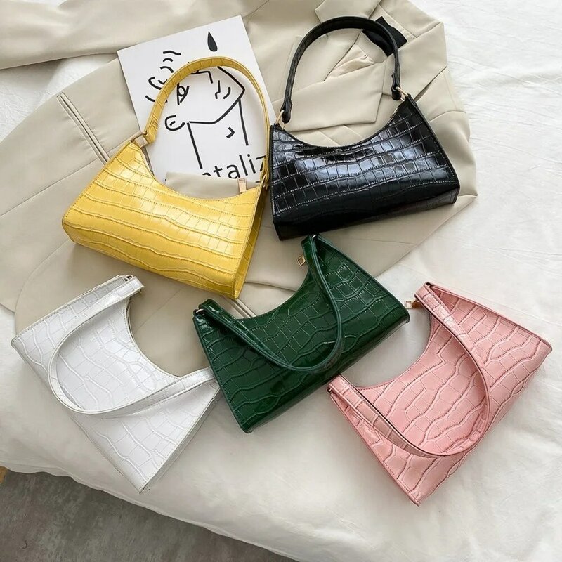 Fashion tas belanja indah wanita, kasual Retro tas jinjing tas bahu kulit warna Solid rantai tas tangan untuk wanita 2023