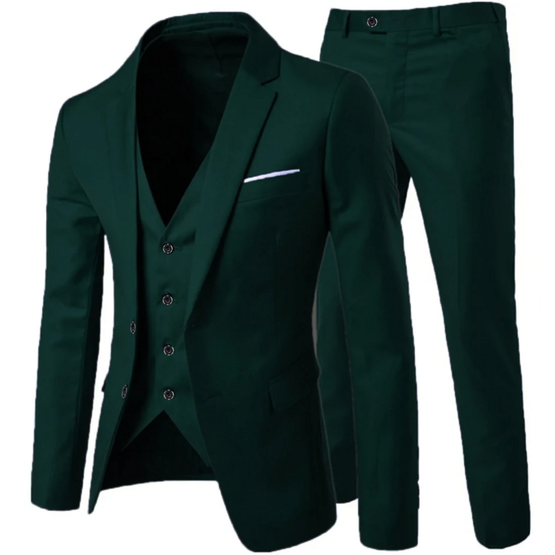 Business Gentleman 3 Suit Pieces Sets   Groom Wedding Classic Solid Slim Dress Men High End Jacket Trousers