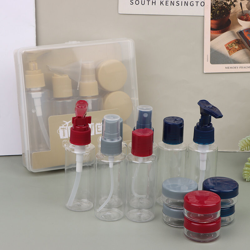 8 buah Set botol perjalanan isi ulang dispenser semprotan semprotan Shower Gel Essence sampo kosmetik wadah kosong penyimpanan Makeup