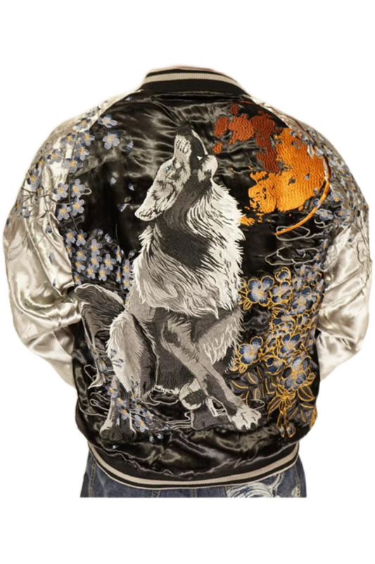Jaqueta bordada Yokosuka para homens e mulheres, colarinho de beisebol dupla face, jaquetas japonesas bombardeiras, tamanho grande, primavera e outono, 2023