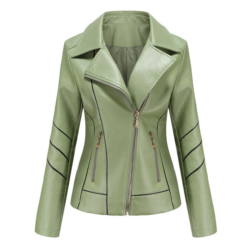 Кожаная куртка UHYTGF, женская модная тонкая короткая Байкерская верхняя одежда на молнии с отложным воротником, женское осеннее пальто из искусственной кожи 2765