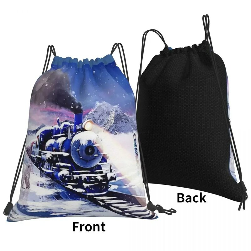 The Polar Express Backpacks Portable Drawstring Bags Drawstring Bundle Pocket Shoes Bag Book Bags For Travel School
