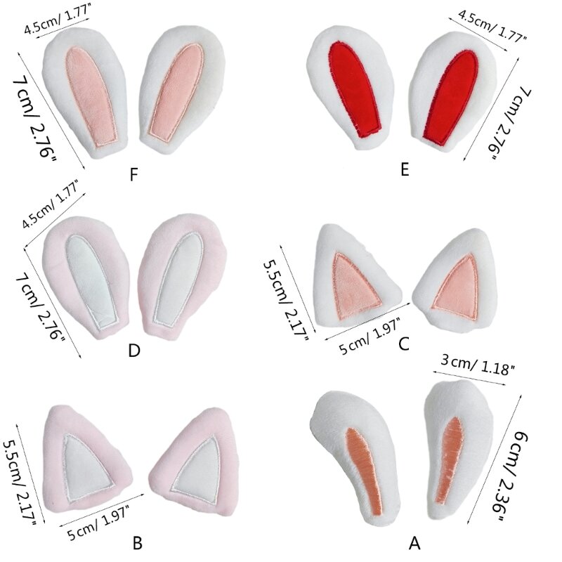 5 paar konijn/kat oorvorm applicaties DIY haarclip sleutelhangers handschoenen kleding naaimaterialen patches haaraccessoires