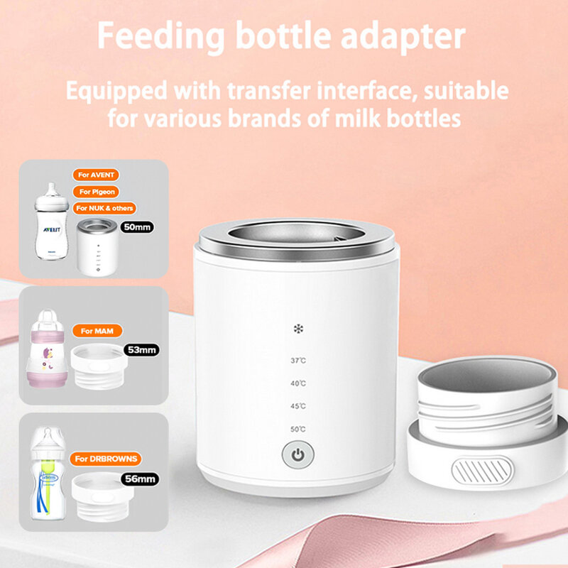 Podgrzewacz do butelek dla niemowląt N1 Uniwersalny podgrzewacz USB z możliwością ładowania Przenośny bezprzewodowy podgrzewacz do mleka ze sterylizatorem i 2 adapterami