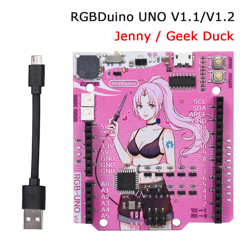 RGBDuino UNO V1.2 Jenny płytka rozwojowa ATmega328P układ CH340C VS Arduino UNO R3 aktualizacja dla Raspberry Pi 4 Raspberry Pi 3B