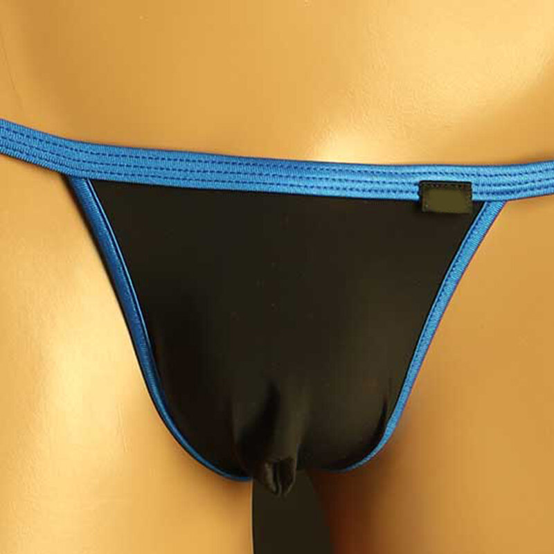 Sexy Men G-String Ice Silk U Convex Large Bag Men's Single Thong T-back Slim Side Briefs Gay Bikini Underwear Erotic Underpants