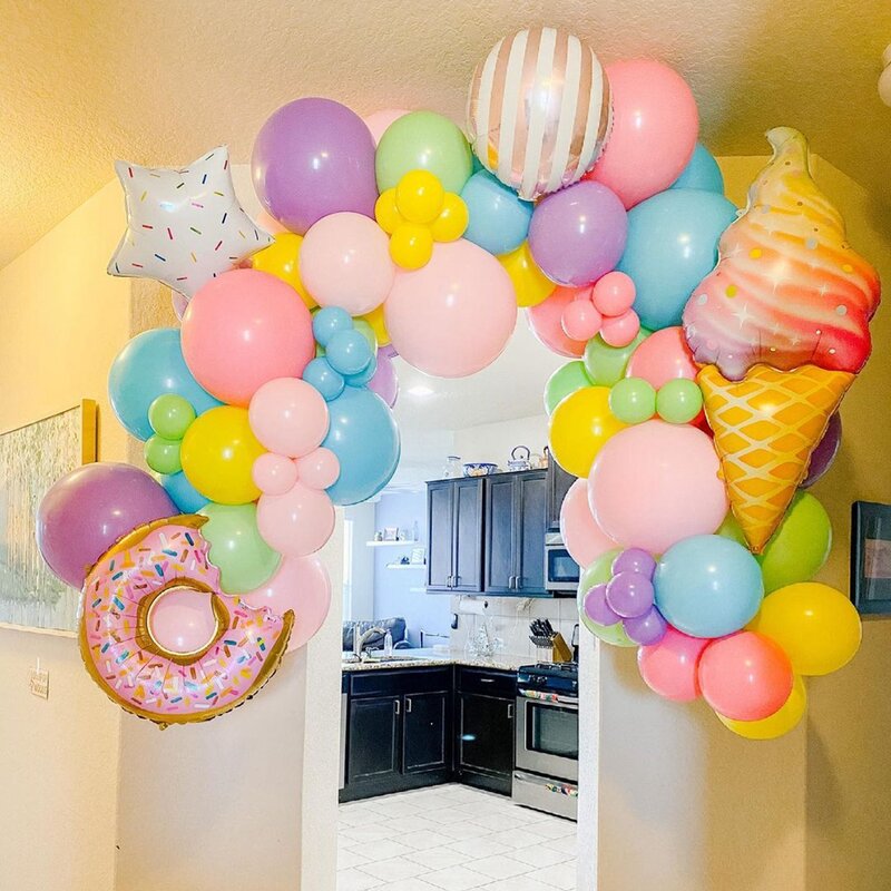 1 세트 큰 도넛 사탕 풍선 핑크 도넛 아이스크림 그림 풍선 세트 아기 샤워 소녀의 생일 파티 장식 아이 장난감