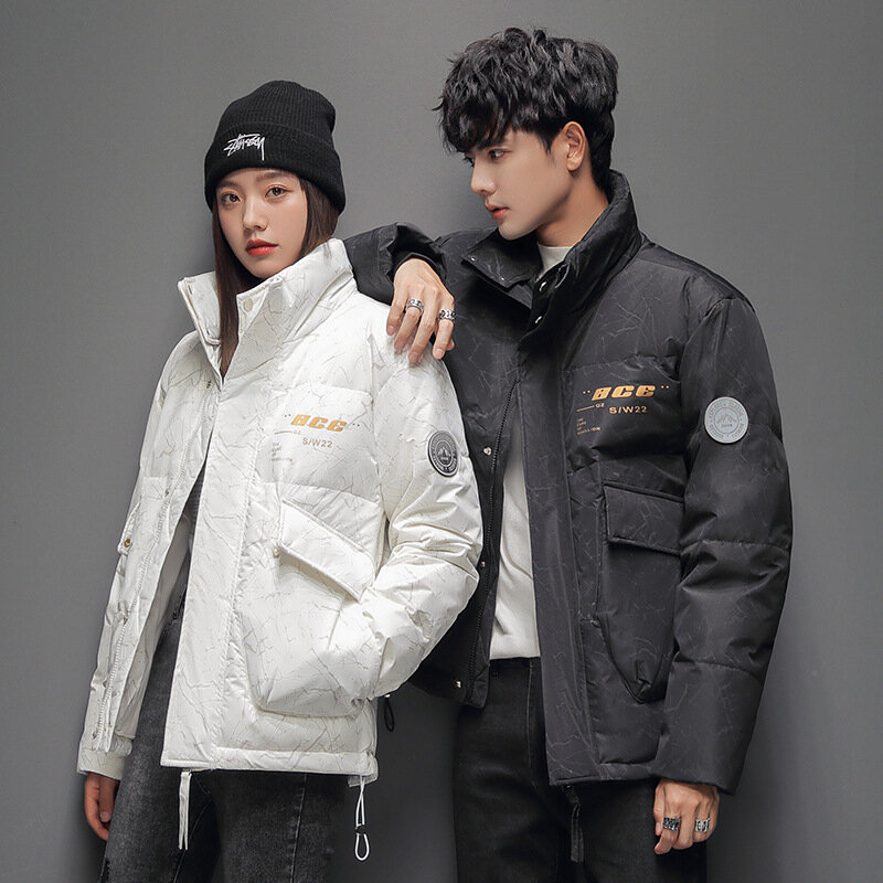 FEBELT 1-34 2022 WINTER BLACK AND WHITE COLOR COUPLE WHITE DUCK DOWN COATS