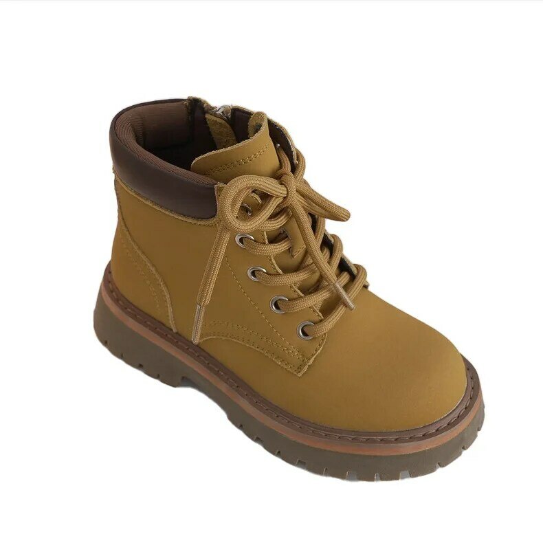 Детские ботинки для мальчиков, мягкие кожаные водонепроницаемые короткие Ботинки, Ботильоны на мягкой подошве для маленьких девочек, обувь для первых шагов, Осень-зима 2023