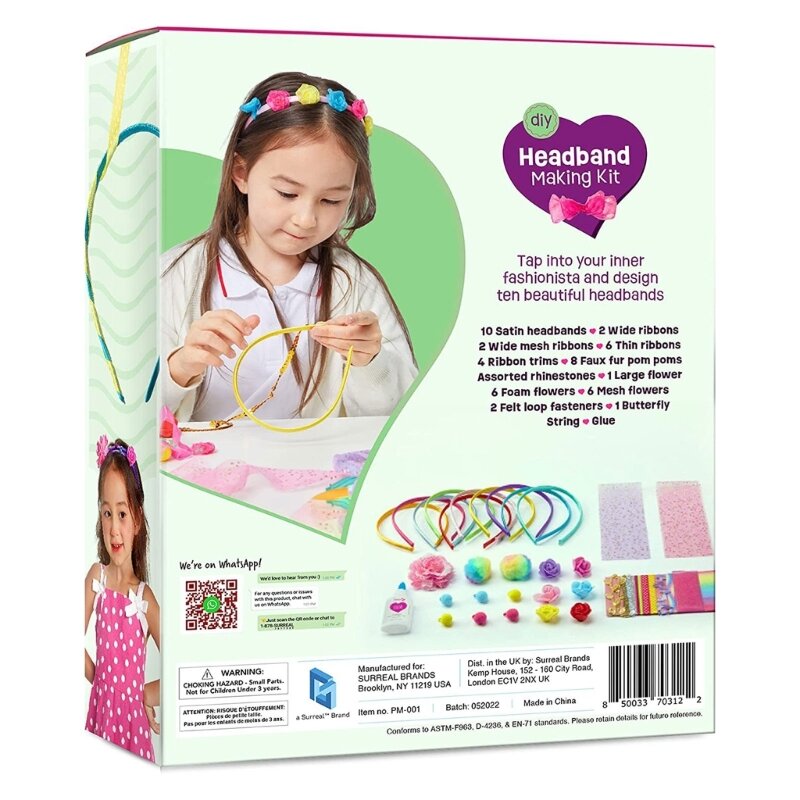 DIY-Stirnband-Bastelset für Mädchen, anpassbare Haar-Accessoires, DIY-Haarbänder für Kinder, geeignet für modische Mädchen,