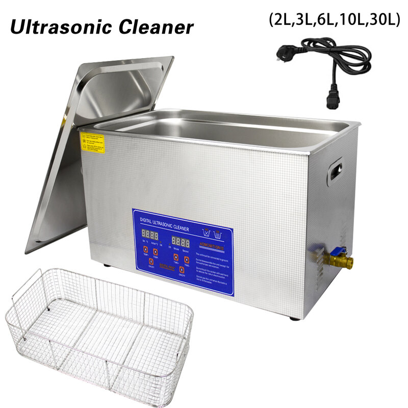 2/3/6/10L/30L Digital Heating Ultrasonic Cleaner 220V 40KHZ Stainless Steel Ultrasound Cleaning Machine Home Appliance