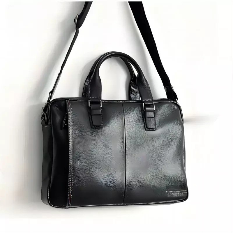 Men's Leather Briefcase Business Handbags File Bags Computer Bags Head Office Bags Large Capacity
