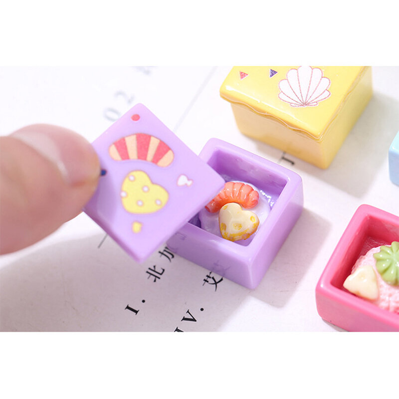 Dollhouse Miniature Dessert Cake Box Model Kitchen Food Scene Accessories For Doll House Decor Kids Pretend Play Toys