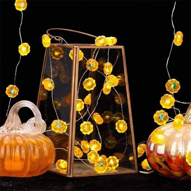 Guirnalda de luces Led de calabaza y murciélago para Halloween, iluminación de araña que brilla, decoración de terror, truco o trato, 2023