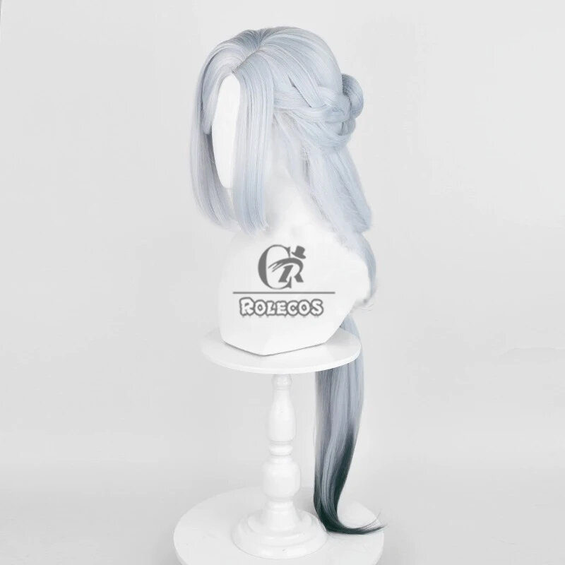 ROLECOS-Peluca de cabello sintético resistente al calor, cabellera de juego Genshin Impact Lantern Rite Shenhe de 100cm de largo, color gris degradado