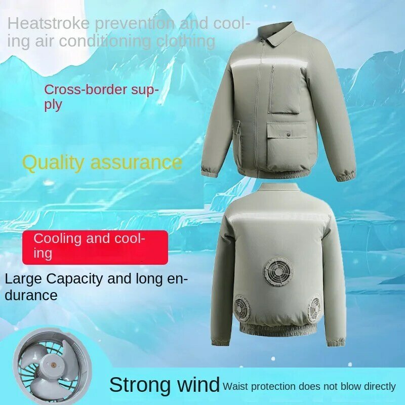 2024 Cool 4 Fan Jacket Men's Ice Coat USB Refrigerated Air Conditioning Clothes Summer Camping Heat Resistant Camo Work Clothes