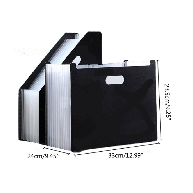 2Pcs Expanding File Folder Standing Accordion Folder 13-layer Document Waterproof with Handles for Office Dropship