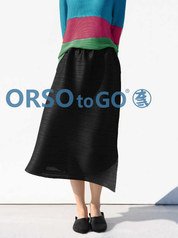 Plisowana spódnica damska z elastyczną talią w jednolitym kolorze zapinane kieszenie nowe letnie 2024 uniwersalne spódnice damskie 17 g6826