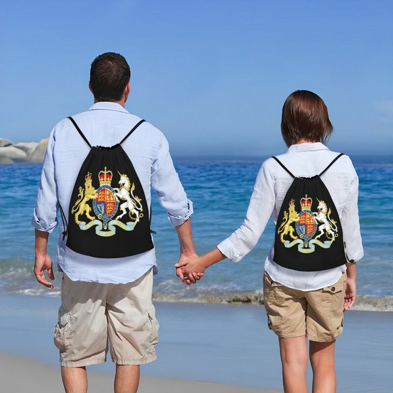 Benutzer definierte königliche Wappen des Vereinigten Königreichs Kordel zug Taschen Frauen Männer leichte Sport Gym Aufbewahrung rucksack