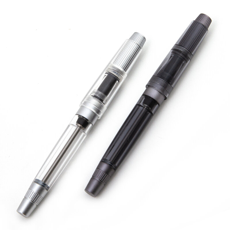 Natami-透明な万年筆、細いペン先、透明なインクコンバーター、滑らかな流れ、ゴールドトリム、電話ギフト、レザーポーチ、プラチナ書道
