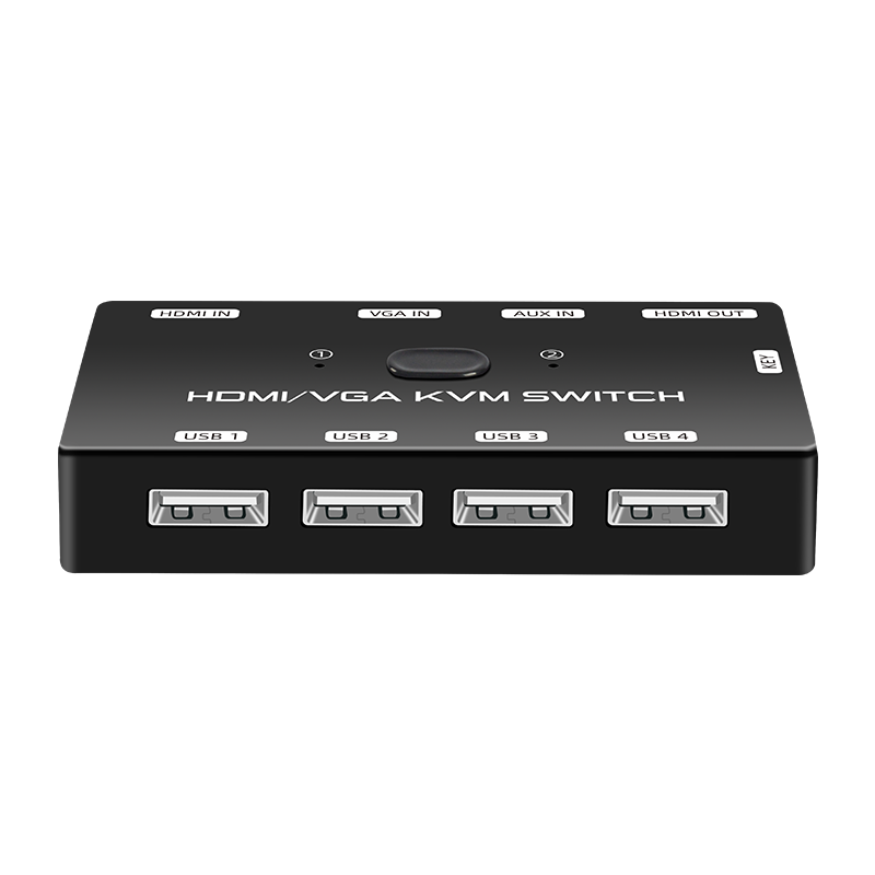 KVM 스위치 하이브리드 HDMI VGA 조합 공유 노트북 비디오 녹음기, 키보드 마우스 모니터 프린터 세트, 2 in 1 Out