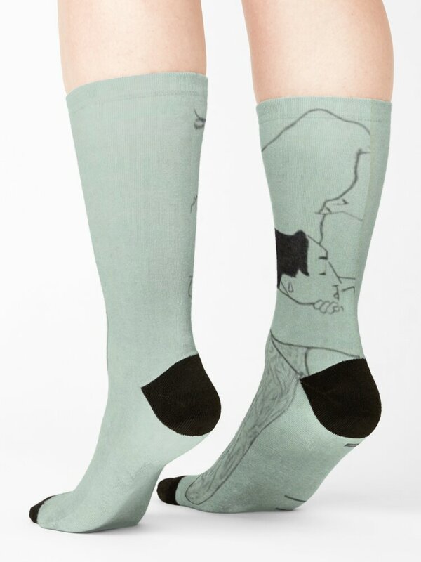 LOVERS-Berg kaus kaki Schiele dengan motif, kaus kaki wanita, kaus kaki pria