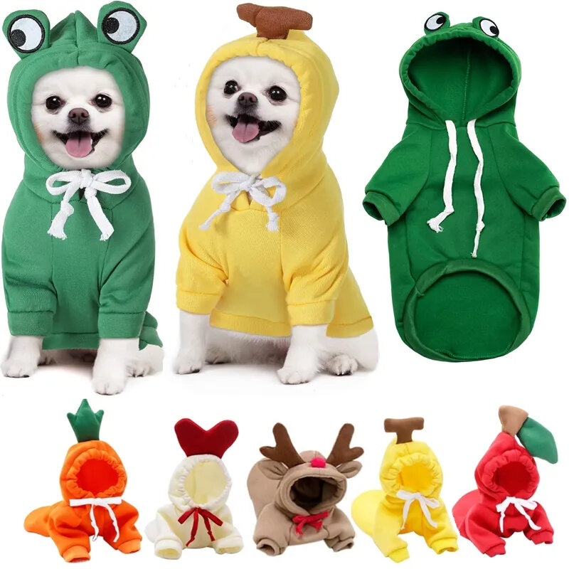 Vestiti per animali domestici cani felpa con cappuccio frutta cappotto caldo maglione per gatti Costume per il freddo per cuccioli vestiti per gatti per cani di taglia piccola e media