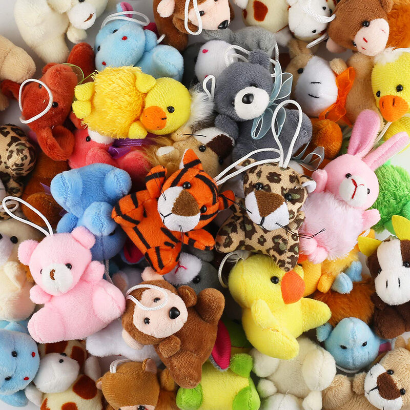 تشكيلة ألعاب قطيفة صغيرة للحيوانات للأطفال ، حيوانات صغيرة محشوة ، ديكور سلسلة مفاتيح ، كميات كبيرة ، جوائز كرنفال ، 24 عبوة
