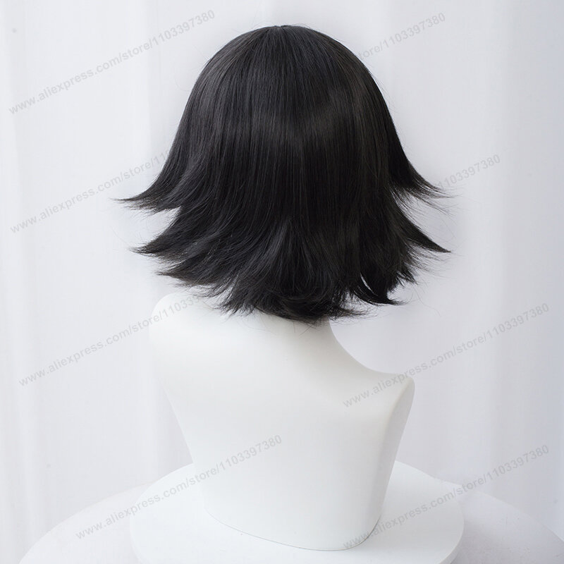 Парик для косплея Ranpo Edogawa, 30 см, короткие натуральные черные волосы, термостойкие синтетические парики из аниме