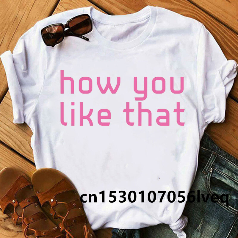 어떻게 좋아하니? 프린트 탑스 고스 레이디스 티셔츠 여성 캐주얼베이스 오 칼라 화이트 셔츠 반소매 티셔츠, 드롭 선박