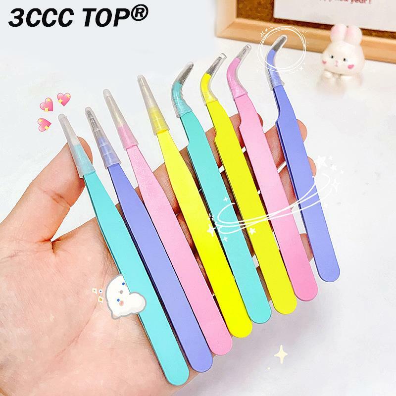 1Set Candy Color Straight Curved Tweezers Tool For Journal DIY Scrapbooking Paper Tape Stickers Multi-Function Tool Tweezer